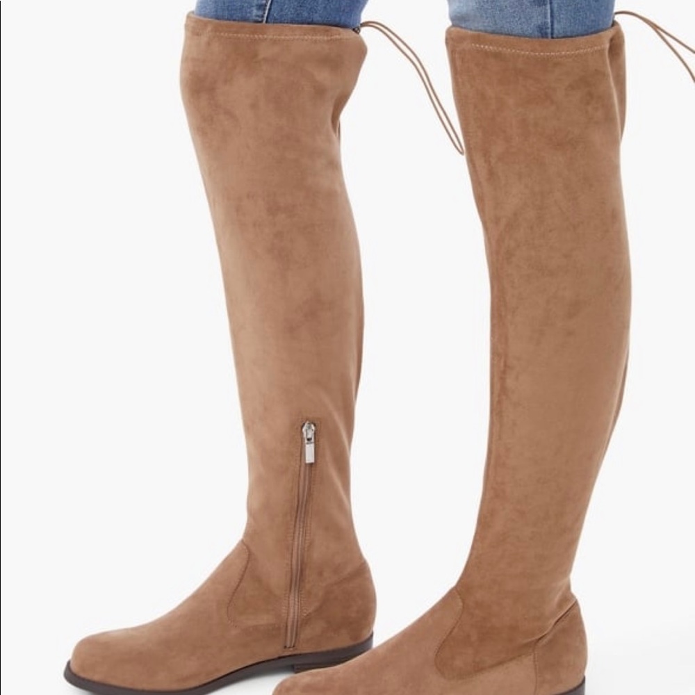 NEW Fabletics nude over the knee flat boots.